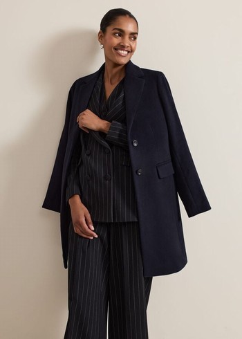 Phase Eight Lydia Wool Coats Navy Canada | KGVTZS-871